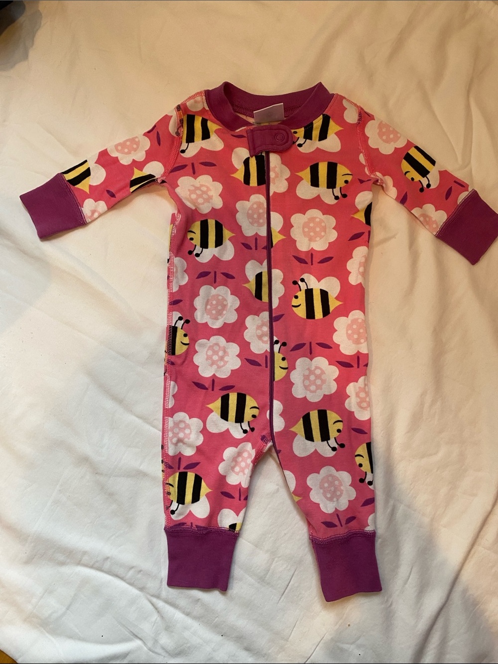 Hanna Andersson Pink Bee & Flower Footie